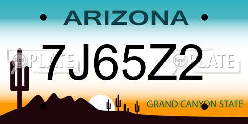 7J65Z2 Arizona License Plate