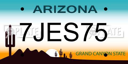 7JES75 Arizona License Plate