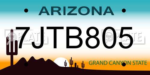 7JTB805 Arizona License Plate