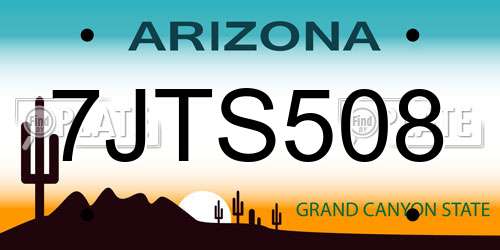 7JTS508 Arizona License Plate