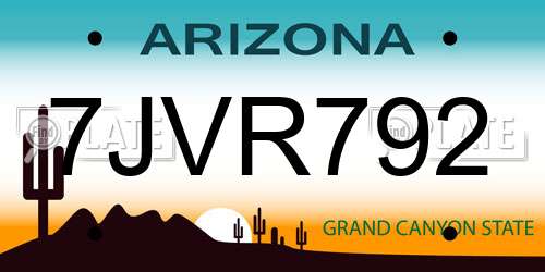 7JVR792 Arizona License Plate