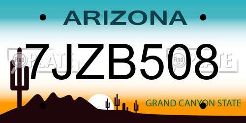 7JZB508 Arizona License Plate