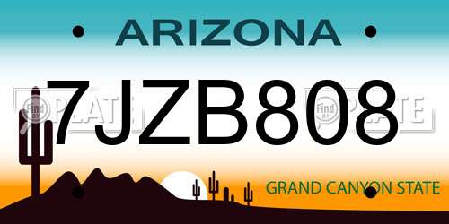 7JZB808 Arizona License Plate