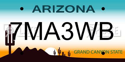 7MA3WB Arizona License Plate