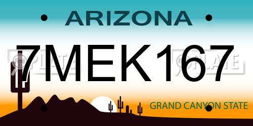 7MEK167 Arizona License Plate