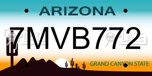 7MVB772 Arizona License Plate