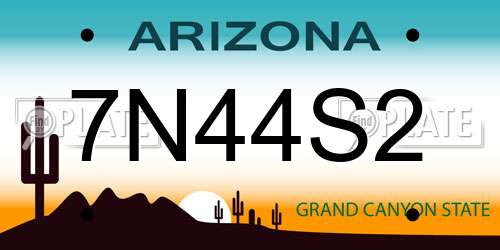 7N44S2 Arizona License Plate