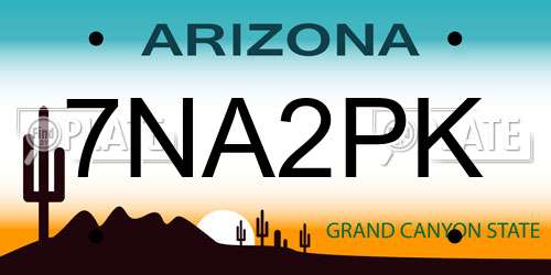 7NA2PK Arizona License Plate