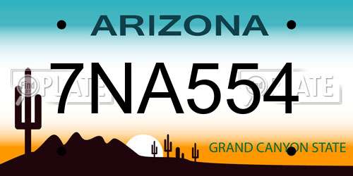 7NA554 Arizona License Plate