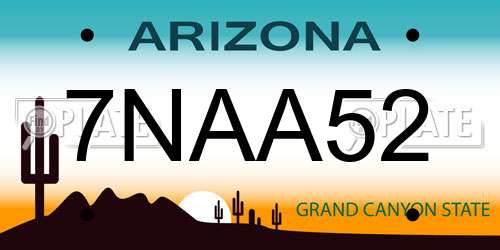 7NAA52 Arizona License Plate