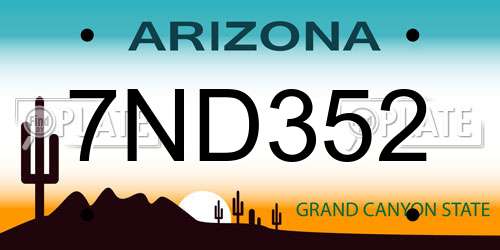 7ND352 Arizona License Plate