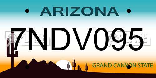 7NDV095 Arizona License Plate