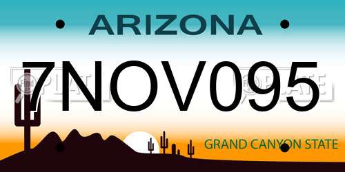 7NOV095 Arizona License Plate