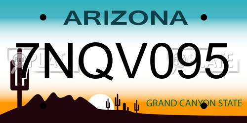 7NQV095 Arizona License Plate