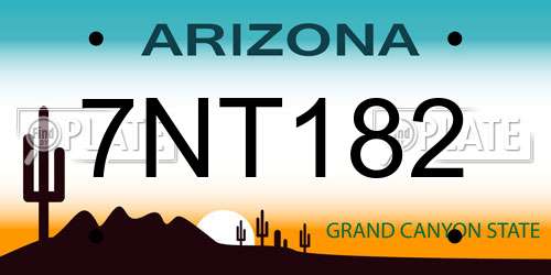 7NT182 Arizona License Plate