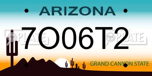 7O06T2 Arizona License Plate
