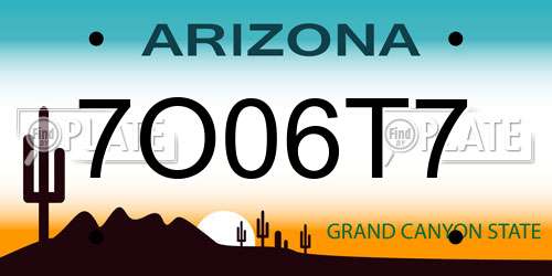 7O06T7 Arizona License Plate