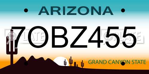 7OBZ455 Arizona License Plate