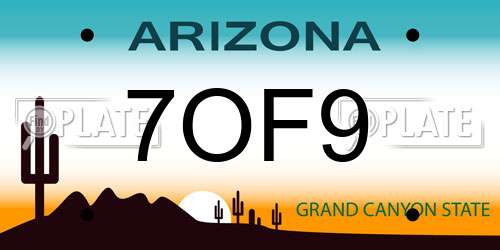7OF9 Arizona License Plate