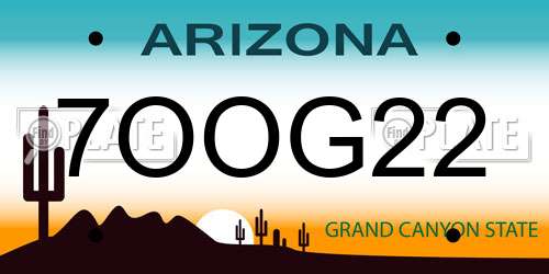 7OOG22 Arizona License Plate