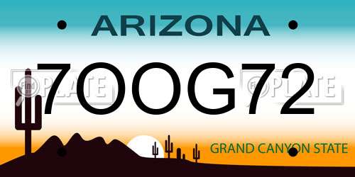 7OOG72 Arizona License Plate