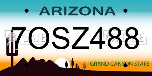7OSZ488 Arizona License Plate