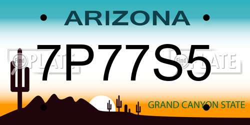 7P77S5 Arizona License Plate