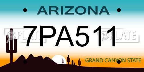 7PA511 Arizona License Plate