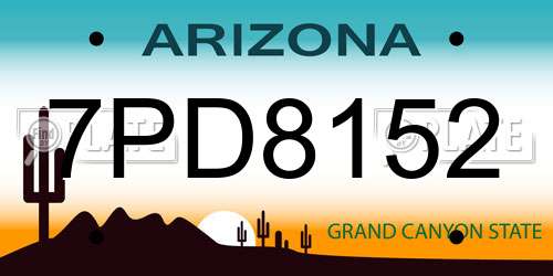7PD8152 Arizona License Plate