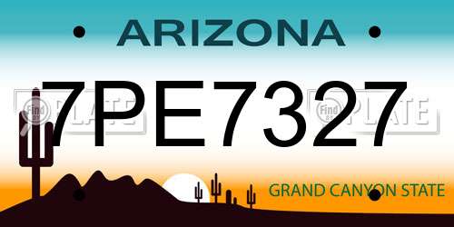 7PE7327 Arizona License Plate