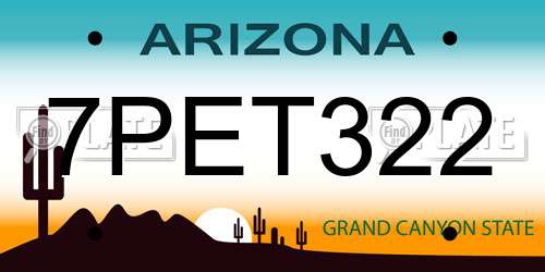 7PET322 Arizona License Plate