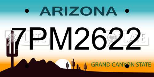 7PM2622 Arizona License Plate