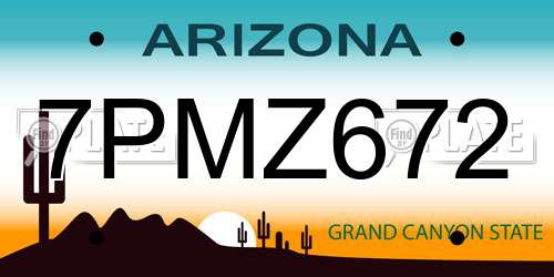 7PMZ672 Arizona License Plate