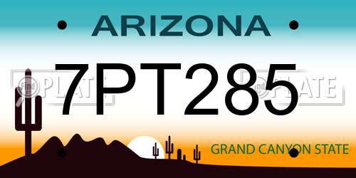 7PT285 Arizona License Plate