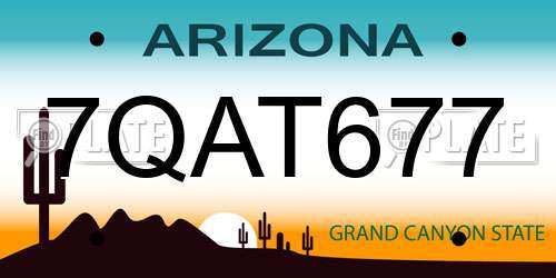 7QAT677 Arizona License Plate