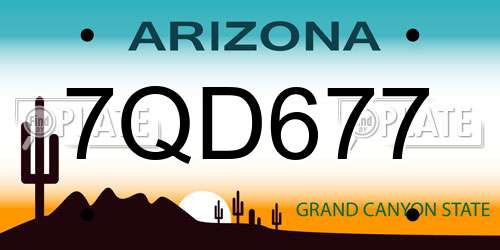 7QD677 Arizona License Plate