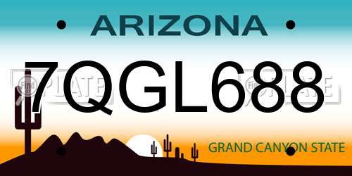 7QGL688 Arizona License Plate