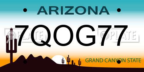 7QOG77 Arizona License Plate