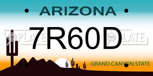 7R60D Arizona License Plate