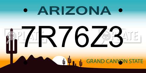 7R76Z3 Arizona License Plate