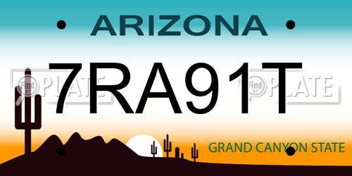 7RA91T Arizona License Plate