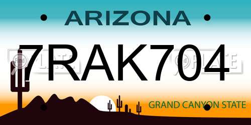 7RAK704 Arizona License Plate