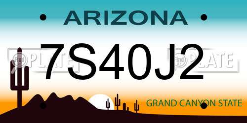7S40J2 Arizona License Plate