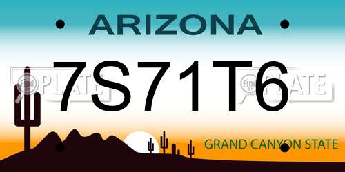 7S71T6 Arizona License Plate