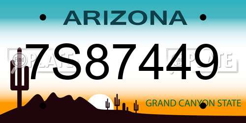 7S87449 Arizona License Plate