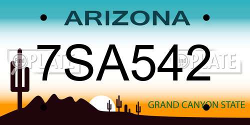 7SA542 Arizona License Plate