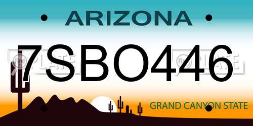 7SBO446 Arizona License Plate