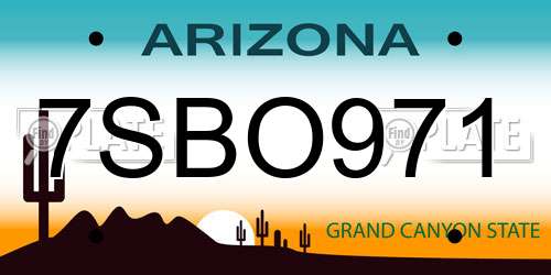 7SBO971 Arizona License Plate
