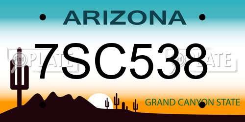 7SC538 Arizona License Plate