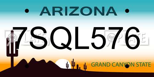 7SQL576 Arizona License Plate